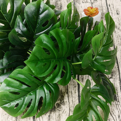 Planta Artificial Monstera, 18 Hojas, Decoración Con Maceta,
