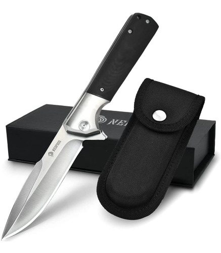 Cuchillo Navaja Plegable De Bolsillo, Mango G10 Negro