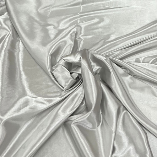 Tela Saten Con Lycra Elastizado Spandex Premium Por X Metro Gris/plata