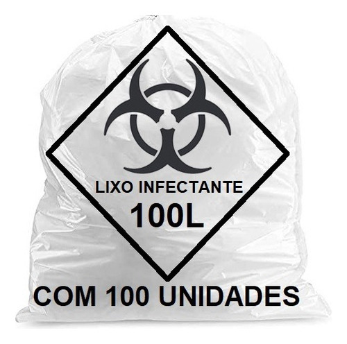 Saco Lixo Hospitalar Infectante 100 Litros 75x105cm  100un