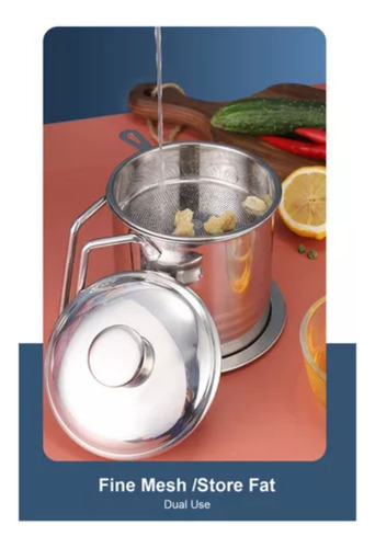 Olla Aceite Cocina Acero Inoxidable Separador Grasa Tapa