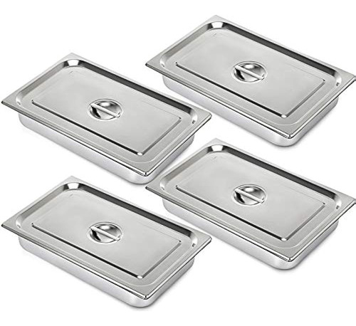 Mophorn 4 Pack Hotel Pan 4  Deep Steam Table Pan Tamaño Comp