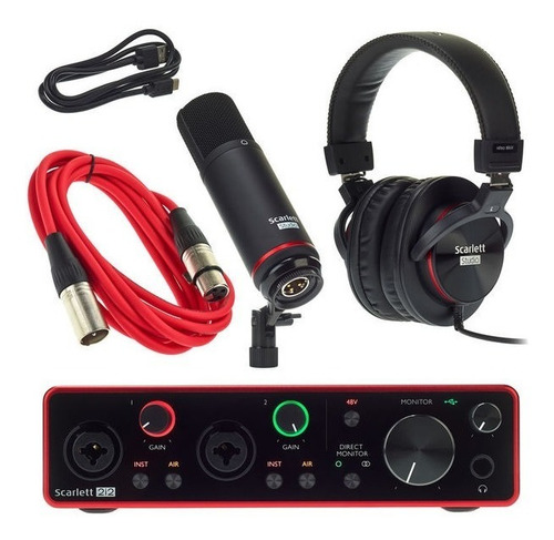Scarlett 2i2 Focusrite Estudio Mic + Interface + Xlr + Fono