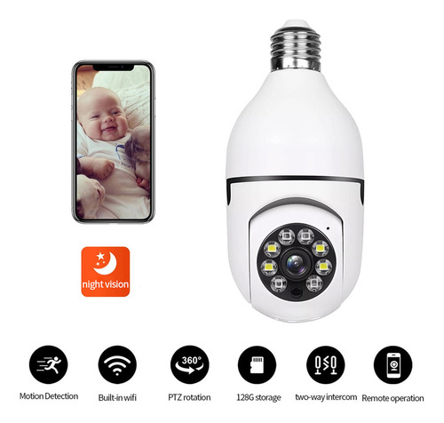 Câmera De Segurança Bulbo Sem Fio Wifi 1080p