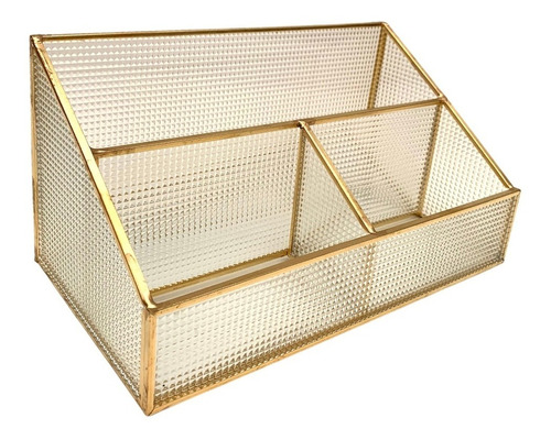 Organizador De Vidrio Gold Rectangular 25*13*12 Cm