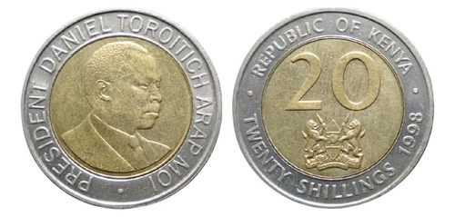 Kenia 20 Shillings 1998 Publicación A Bimetálica