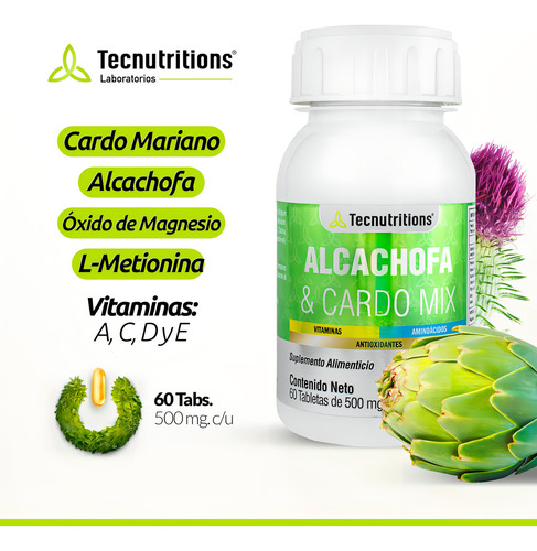 Kit De 2 Suplementos Alcachofa Y Cardo Tecnu® Hígado Detox Sabor Sin sabor