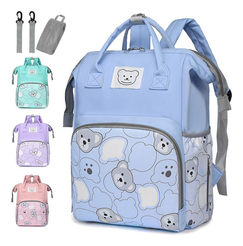 Mochila Pañaleras Bebe Bolsa Pañalera Impermeable Multiusos Color Azul