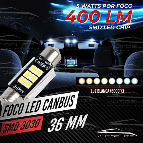 Imagen 2 de 10 de 1 Foco Led Luz Interior Placa Ft 36 Mm Canbus Super Potentes