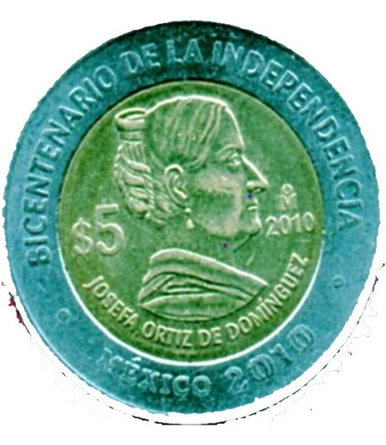 Moneda  Cinco Conmemorativas  Josefa Ortiz De Dominguez  11