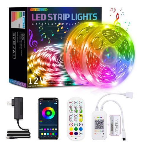 Tira De Luces Led Rgb Bluetooth Music +conector De 10 Metros