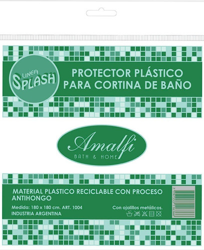 Imagen 2 de 2 de Protector Cortina De Baño Plastico Reciclable 1.80x1.80 Cm