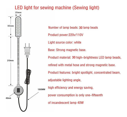 Lámpara De Mesa Led Brillante Para Máquina De Coser Industri