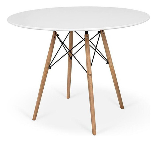 Kit Mesa Jantar Eiffel 90cm Branca + 2 Cadeiras Eames Eiffel Cor Preto