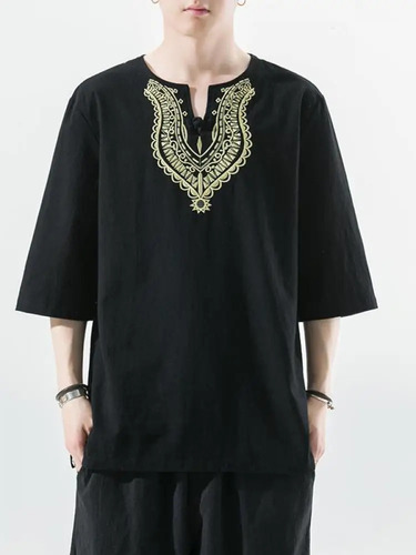 Camisa Hanfu De Lino Para Hombre De Talla Grande M-5xl, Ropa