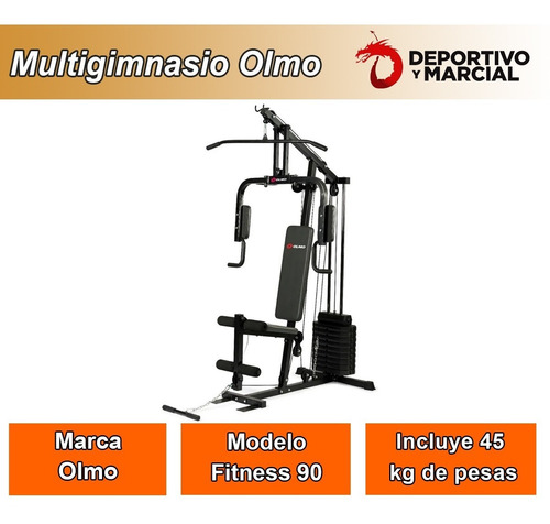 Imagen 2 de 8 de Multigym Olmo Fitness 90 Multigimnasio Barra En3x