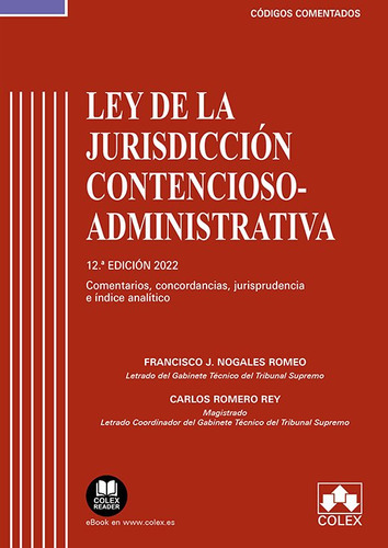Ley De La Jurisdiccion Contencioso Administrativa Codigo Co, De Aa.vv. Editorial Colex, Tapa Blanda En Español