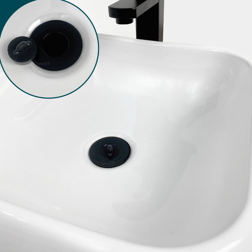 Sifão PVC Válvula click 3cm Preto Sanfonado Universal Valvula 7/8 Tampa Silicone Kit Banheiro Preto Fosco Lavatório com Sifão ABS Sanfonado Flexível Dona D.cor