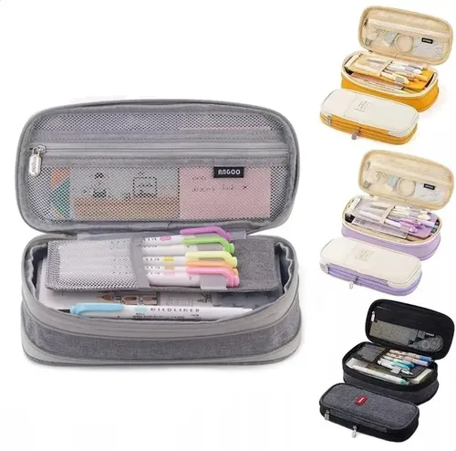 Tuche De Lápic Genuino De Disney, Caja De Lápic De Gran Capacidad, Doble Capa, Mickey