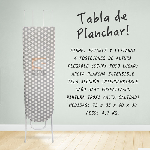 Tabla De Planchar Reforzada Plegable Regulable Posta 601