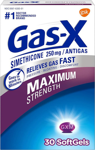 Gas X Evigax Antifom 250mg Antiflatulento 30caps Blandas Gsk