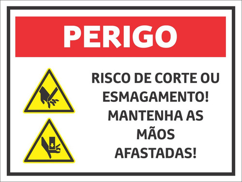 Placa Sinalização Pvc 20x15 Risco De Corte E Esmagamento