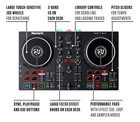 Numark Party Mix Ii - Controlador De Dj Con Set De Dj De Fie