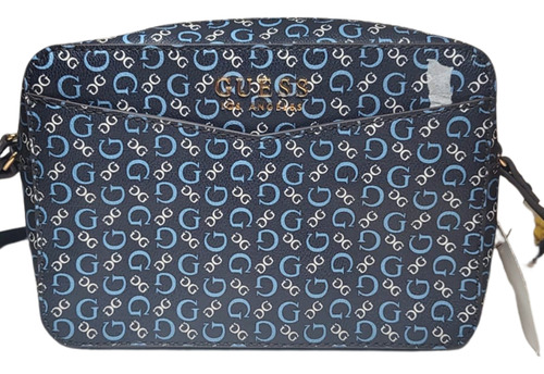 Crossbody Marca Guess Color Azul Acabado De Los Herrajes Oro Color Azul Oscuro Correa De Hombro Azul Oscuro Diseño De La Tela Lisa