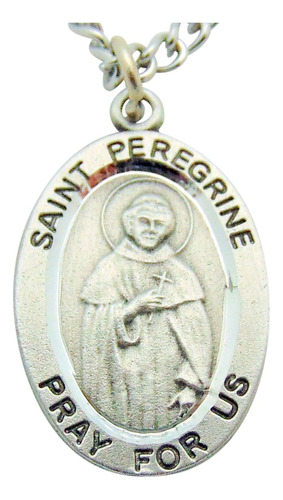 Medalla De San Peregrino De Peltre Macizo De Una Pulgada Con