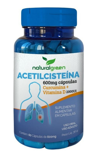Nac N-acetilcisteína 600mg Natural Green 60 Cápsulas