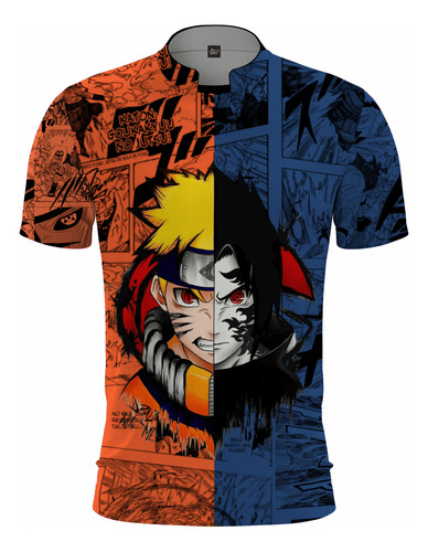 Camisa Geek Anime Naruto Kiubi E Sasuke Marca Maldição Gk12