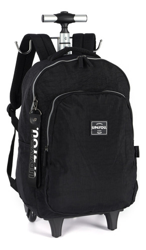 Mochila De Rodinhas E Costas Para Notebook Up4you Crinkle Cor Preto