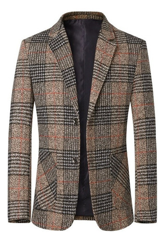 Blazer Hombre Estilo Británico Clásico Patrón De Cuadros