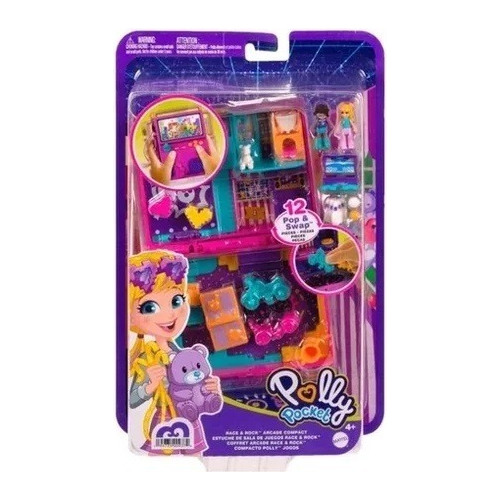 Muñecas Polly Pocket + Sala De Juegos Juegos Race & Rock