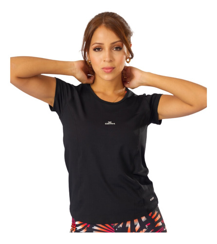 Remera Dry Fit Mujer Running Deportiva Ciclismo Fitnessnegro