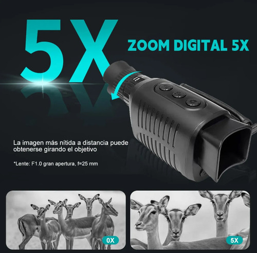 Monocular Visor Hd -vision Nocturno Para Caza Senderismo Negro