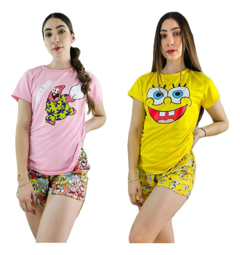 Combo De Pijamas Bob Esponja Y Patricio Estrella Short Blusa