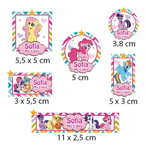 Kit 180 Stickers My Little Pony Troquelado Candybar Etiqueta