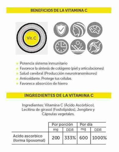 Imagen 4 de 5 de Vitamina C Liposomal - Wellplus (60 Caps)