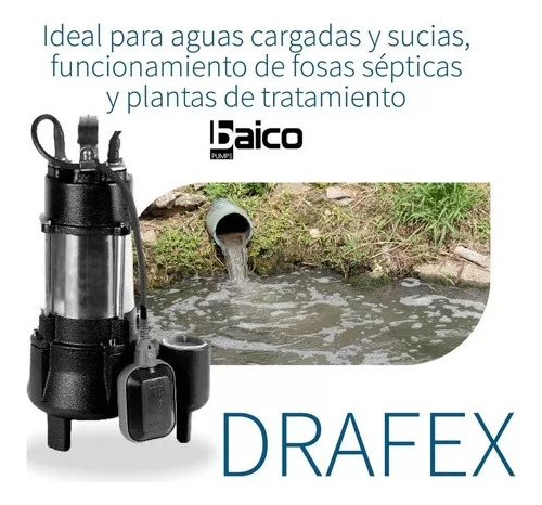 Bomba Sumergible Aguas Servidas Baico Mod Drafex 22-11 De 1