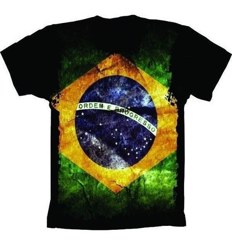 Camiseta Estilosa 3d Fullprint Bandeira Do Brasil