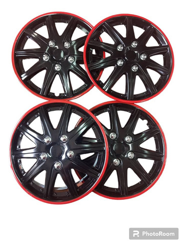 Set De 4 Tapas De Ruedas O Copa Aro 14 Para Autos Negra