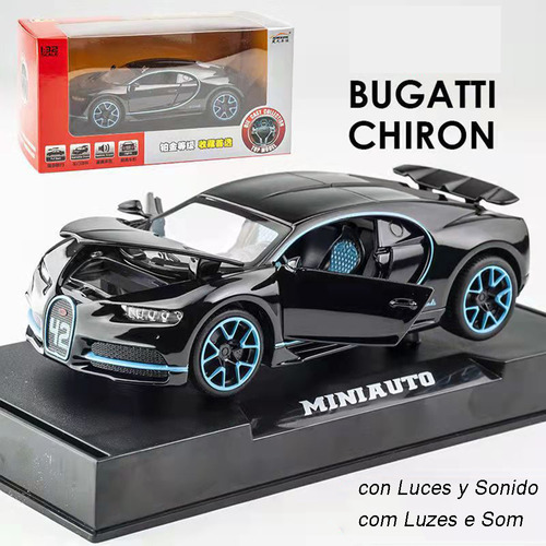 Bugatti Chiron Miniatura Metal Coche Con Luces Y Sonido  [u]