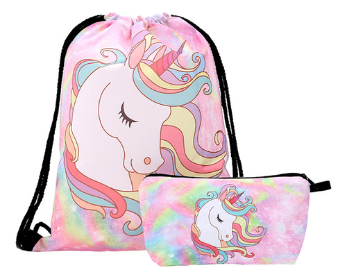 Conjunto De Mochila Con Cordón Con Diseño De Unicornio, Bols