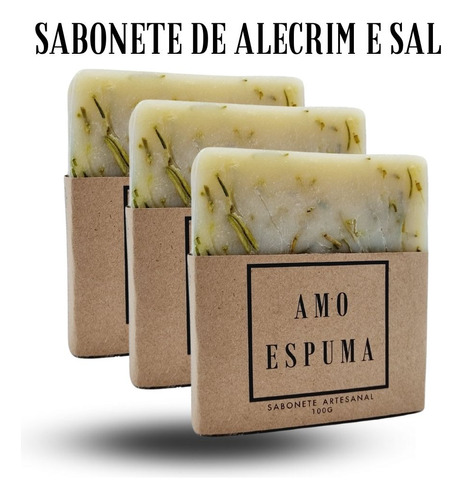 5 Sabonetes De Alecrim E Sal Artesanal Vegano Amo Espuma