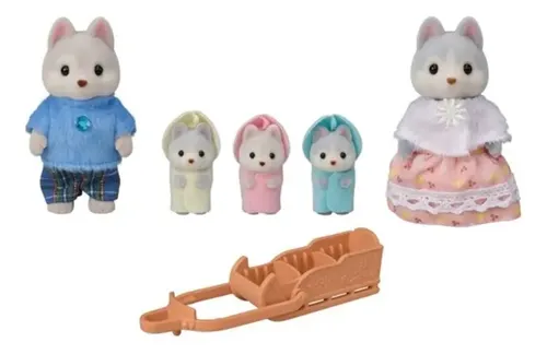 SYLVANIAN FAMILIES 5651 Animal Furgoneta de Helados & 5636 Familia Husky - casa de muñecas, Multicolor