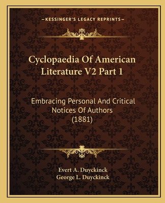 Libro Cyclopaedia Of American Literature V2 Part 1: Embra...