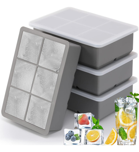 Bandeja Grande Para Cubitos De Hielo, Paquete De 4 Moldes