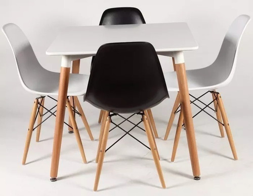 Imagen 3 de 7 de Juego De Comedor Mesa Cuadrada 70 X 70 + 2 Sillas Eames