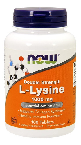 L Lisina Lysine Importada 1000mg Now Foods 100 Tablets